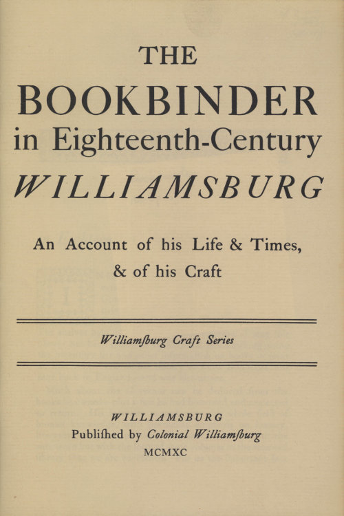 جلد کتاب The Bookbinder in Eighteenth-Century Williamsburg