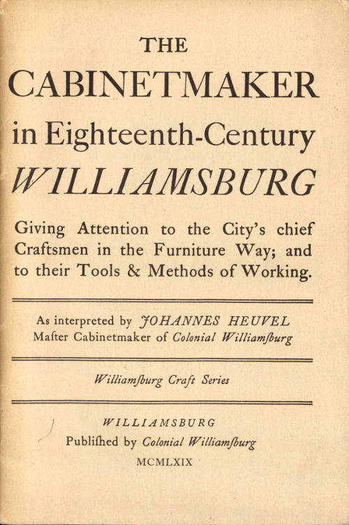 جلد کتاب The Cabinetmaker in Eighteenth-Century Williamsburg