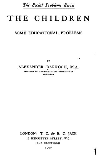 جلد کتاب The Children: Some Educational Problems
