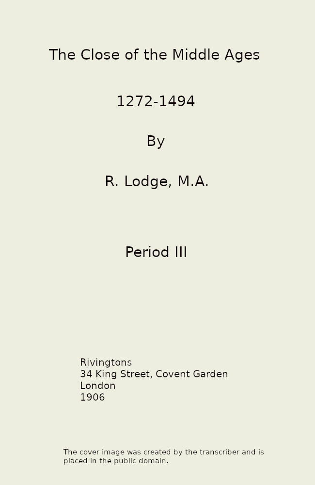 جلد کتاب The Close of the Middle Ages, 1272-1494