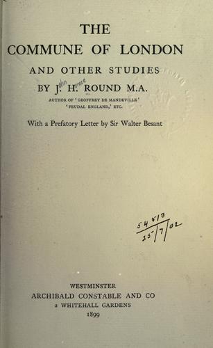 جلد کتاب The Commune of London, and other studies