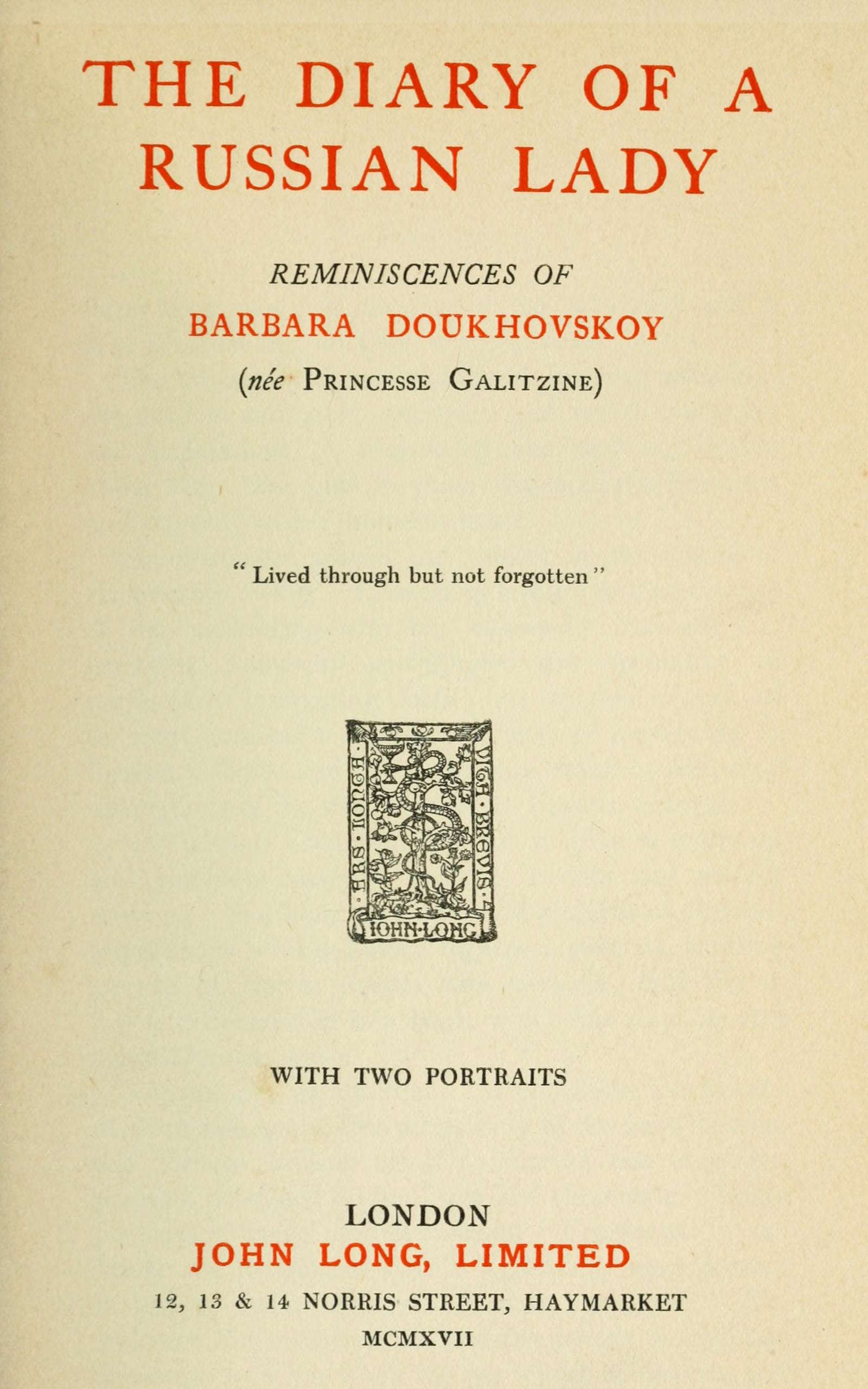 جلد کتاب The diary of a Russian lady