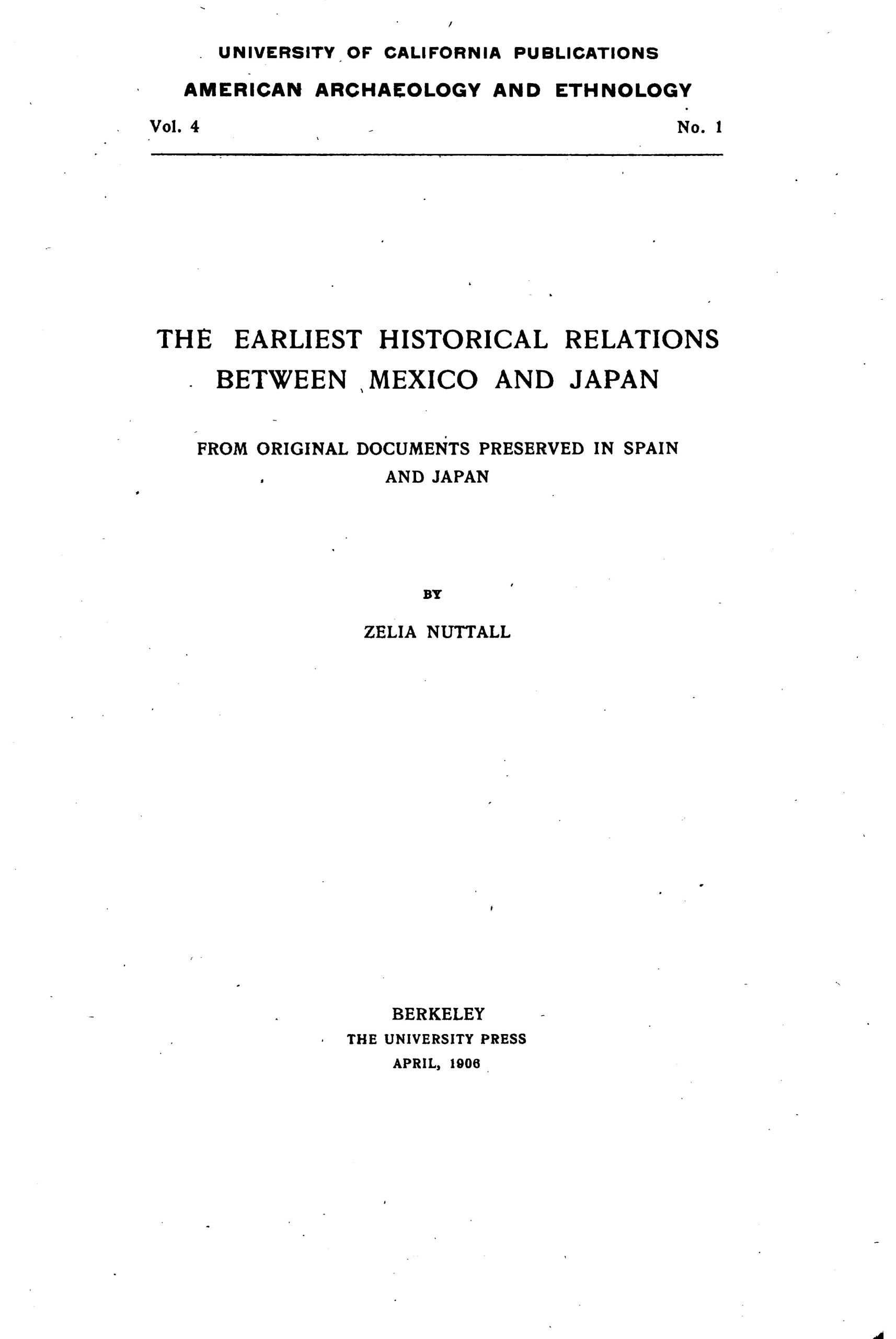 جلد کتاب The earliest historical relations between Mexico and Japan