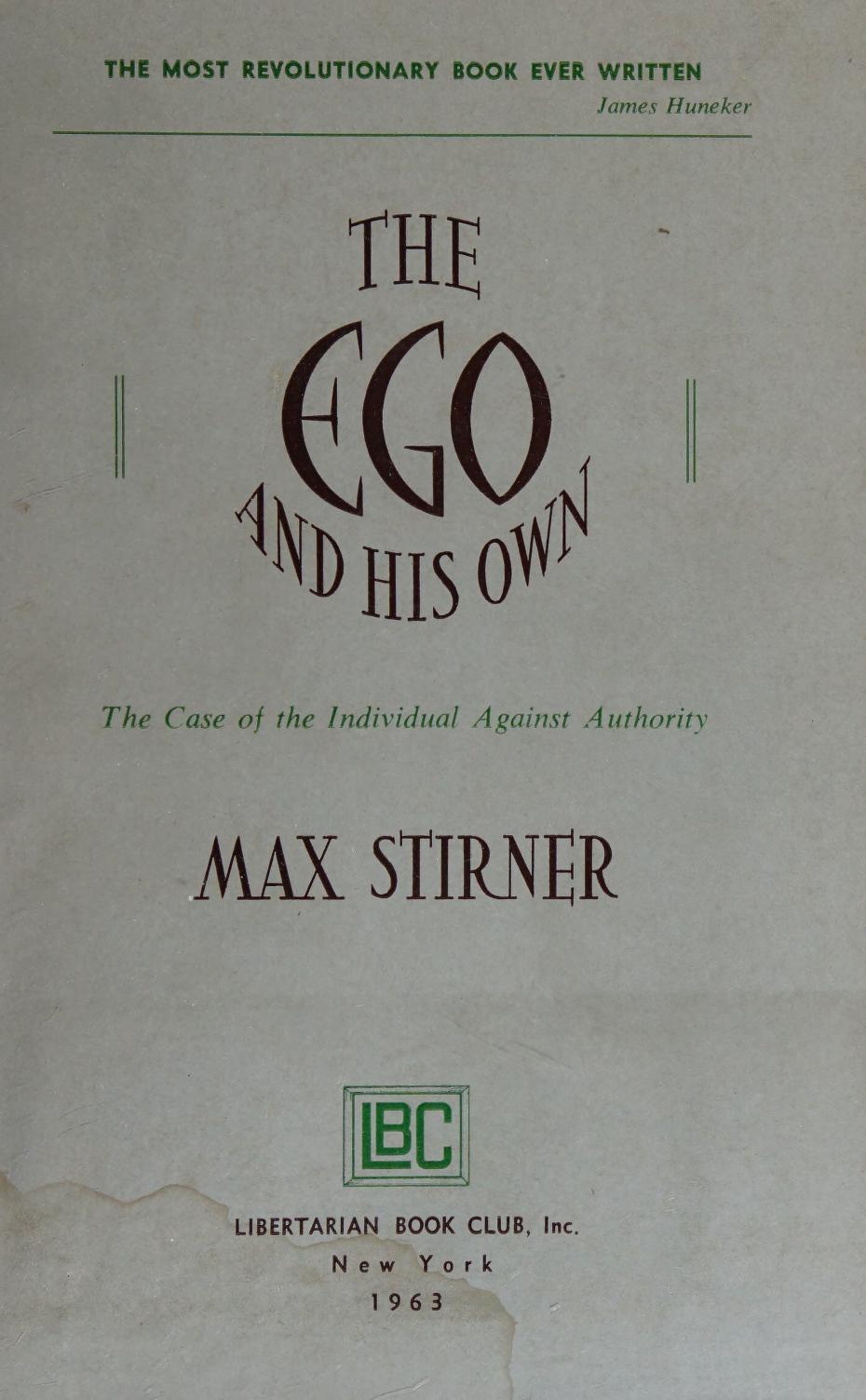 جلد کتاب The Ego and His Own