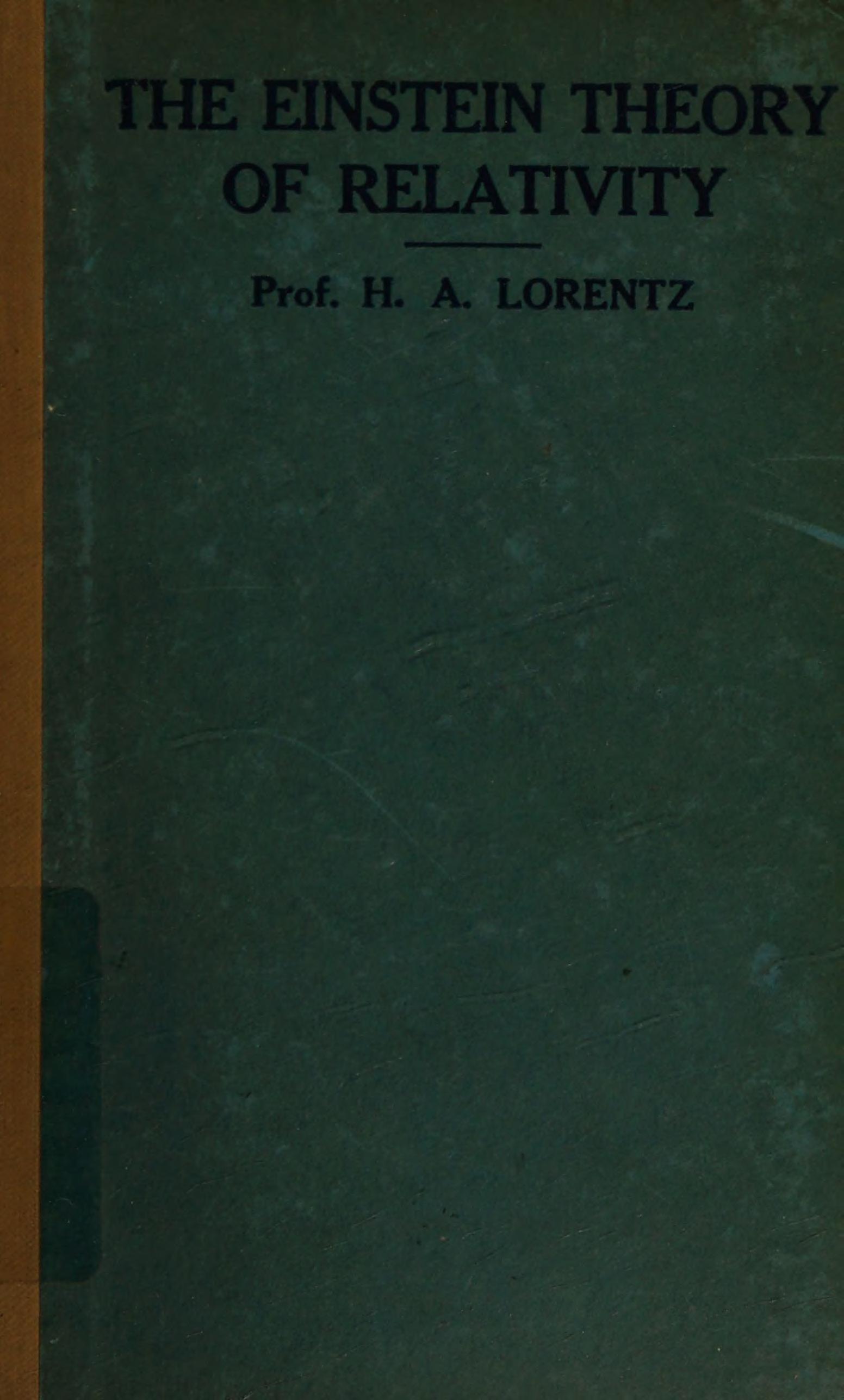 جلد کتاب The Einstein Theory of Relativity: A Concise Statement