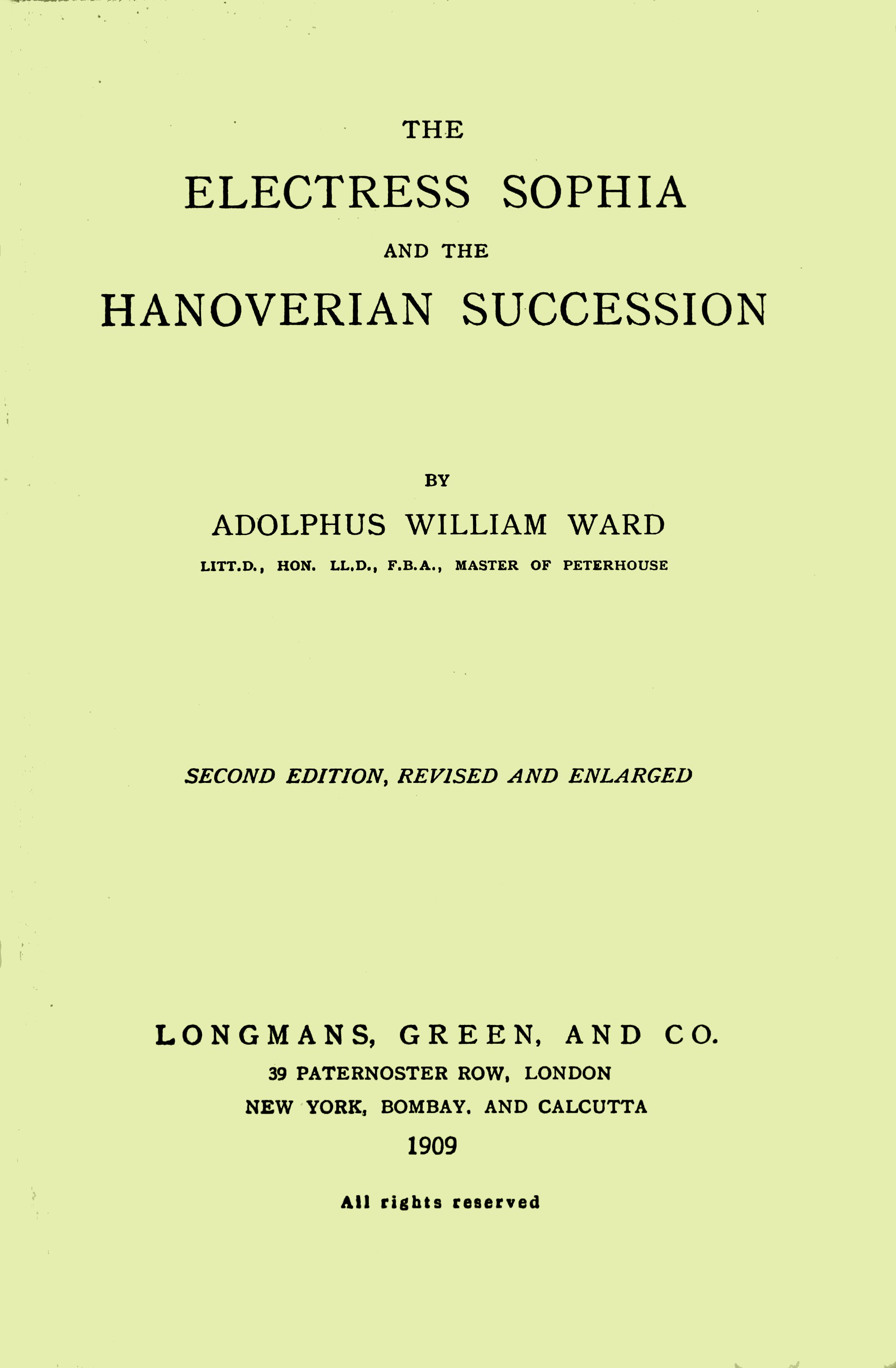 جلد کتاب The Electress Sophia and the Hanoverian Succession