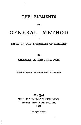 جلد کتاب The Elements of General Method, Based on the Principles of Herbart