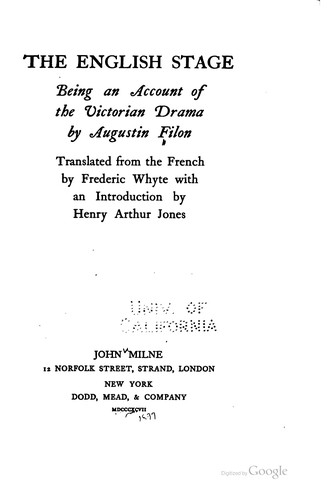 جلد کتاب The English Stage: Being an Account of the Victorian Drama