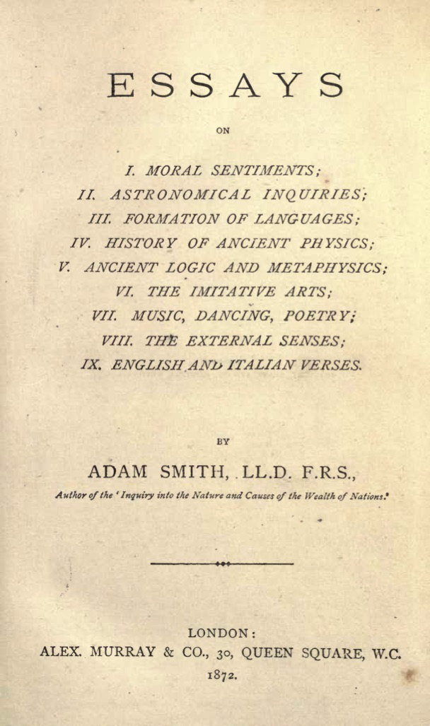 جلد کتاب The Essays of Adam Smith