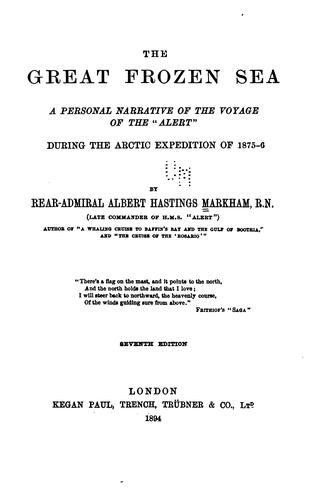 جلد کتاب The Great Frozen Sea: A Personal Narrative of the Voyage of the "Alert"