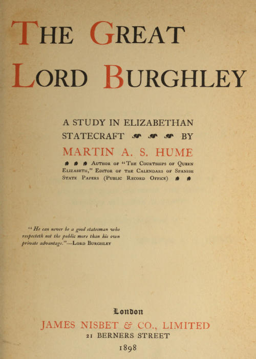جلد کتاب The Great Lord Burghley