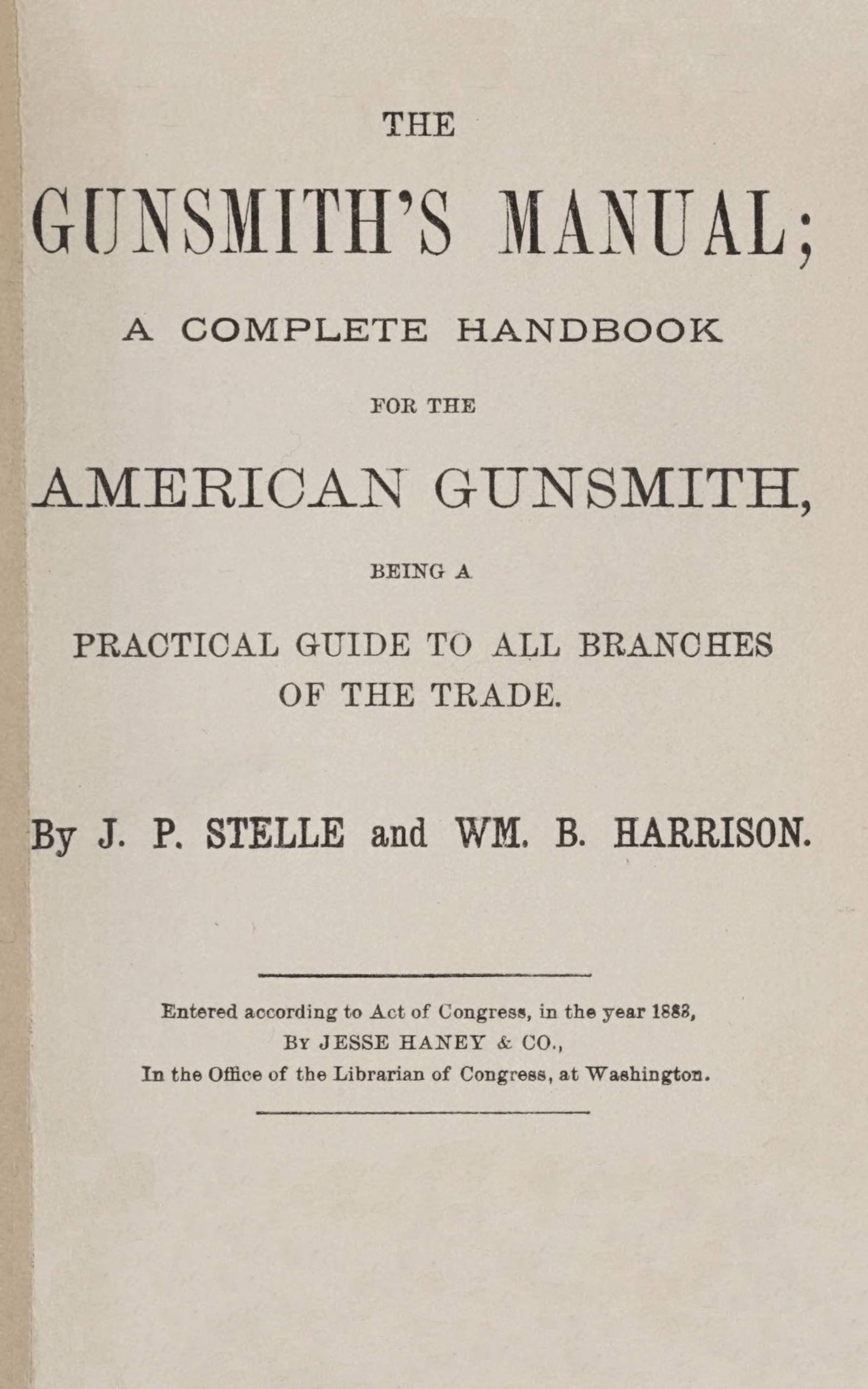 جلد کتاب The Gunsmith's Manual