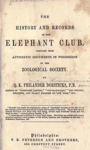 جلد کتاب The History and Records of the Elephant Club