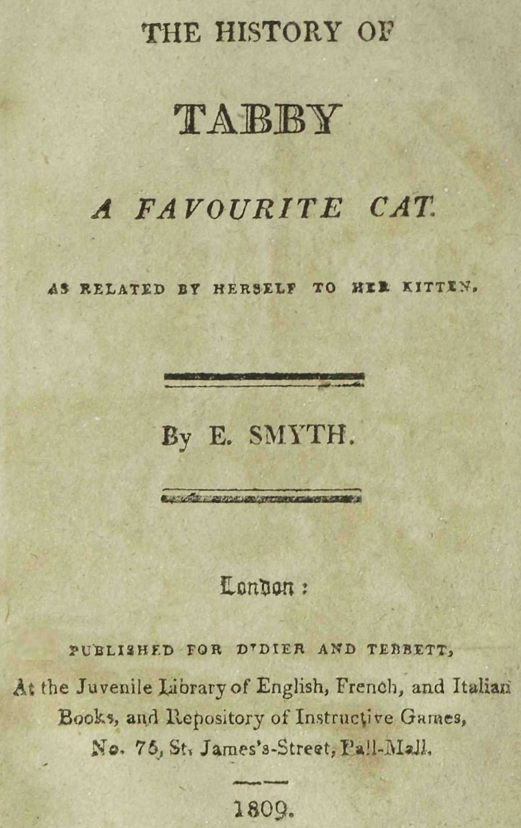 جلد کتاب The History of Tabby, a Favourite Cat