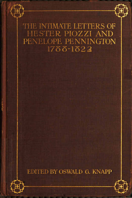 جلد کتاب The Intimate Letters of Hester Piozzi and Penelope Pennington
