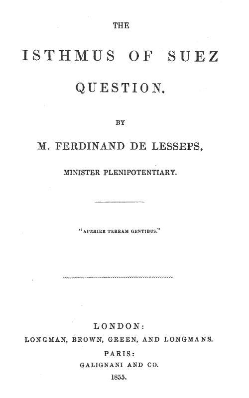 جلد کتاب The Isthmus of Suez Question
