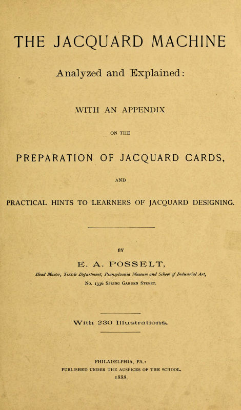 جلد کتاب The Jacquard Machine Analyzed and Explained