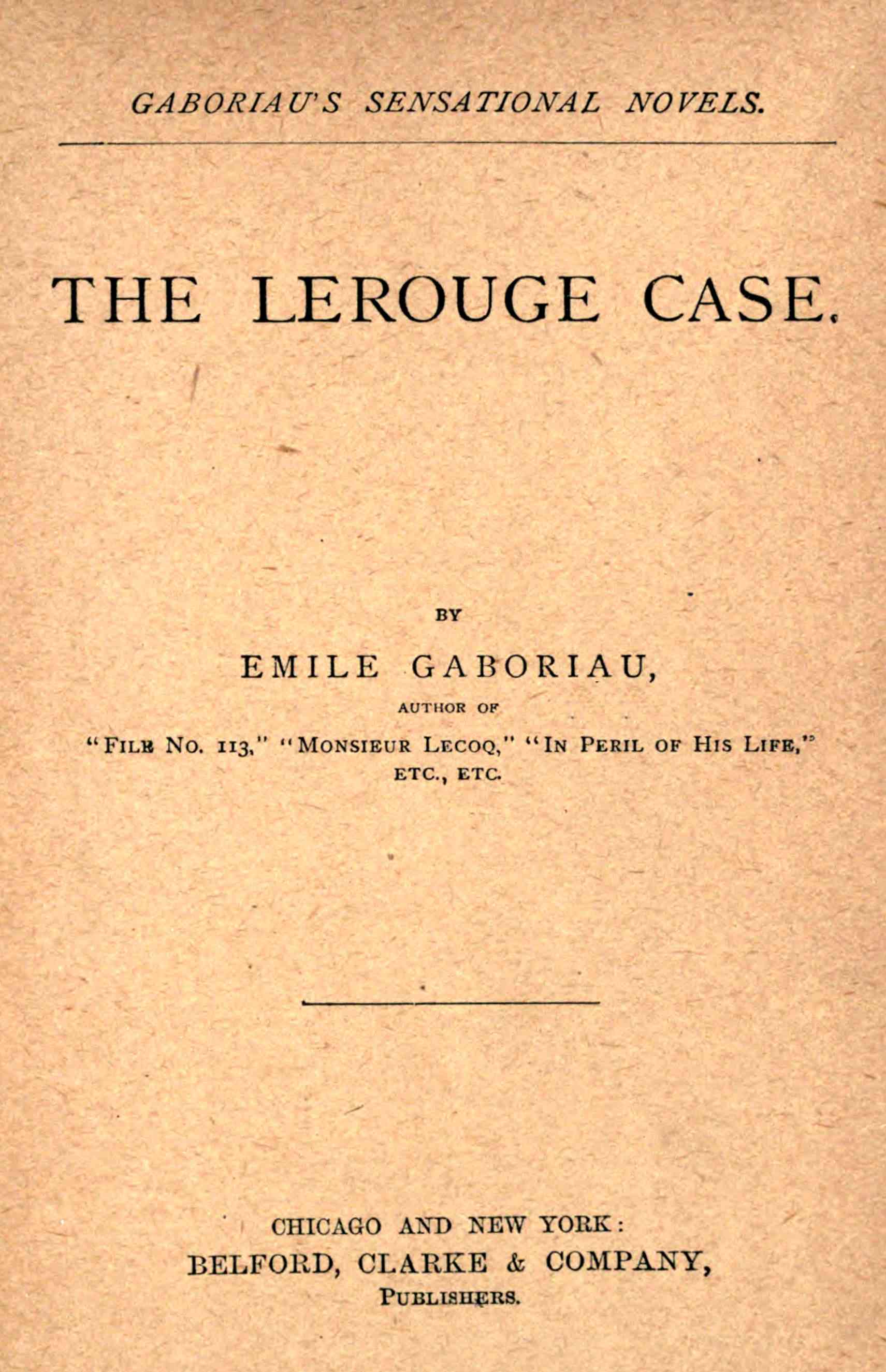 جلد کتاب The Lerouge Case