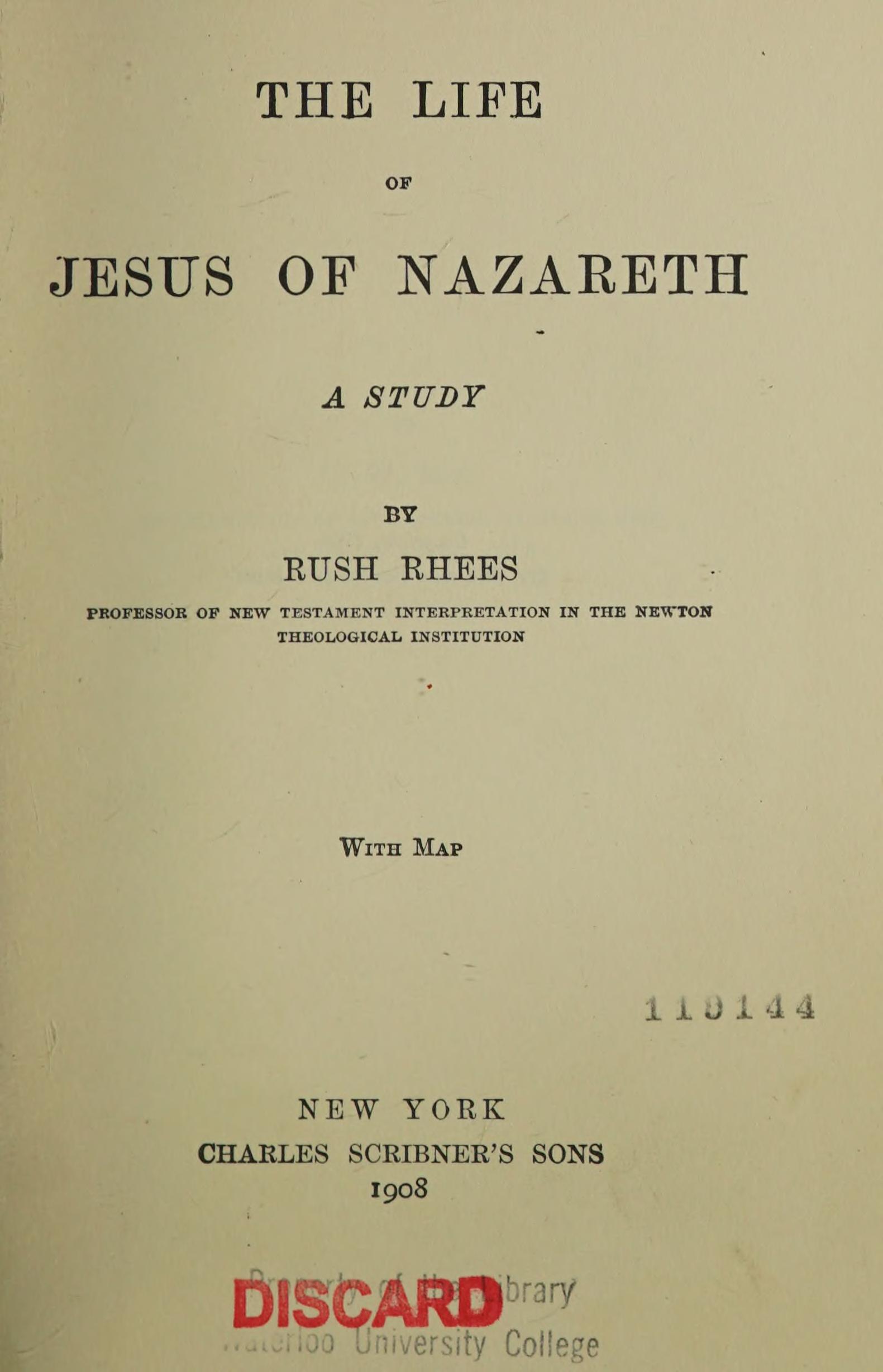جلد کتاب The Life of Jesus of Nazareth: A Study