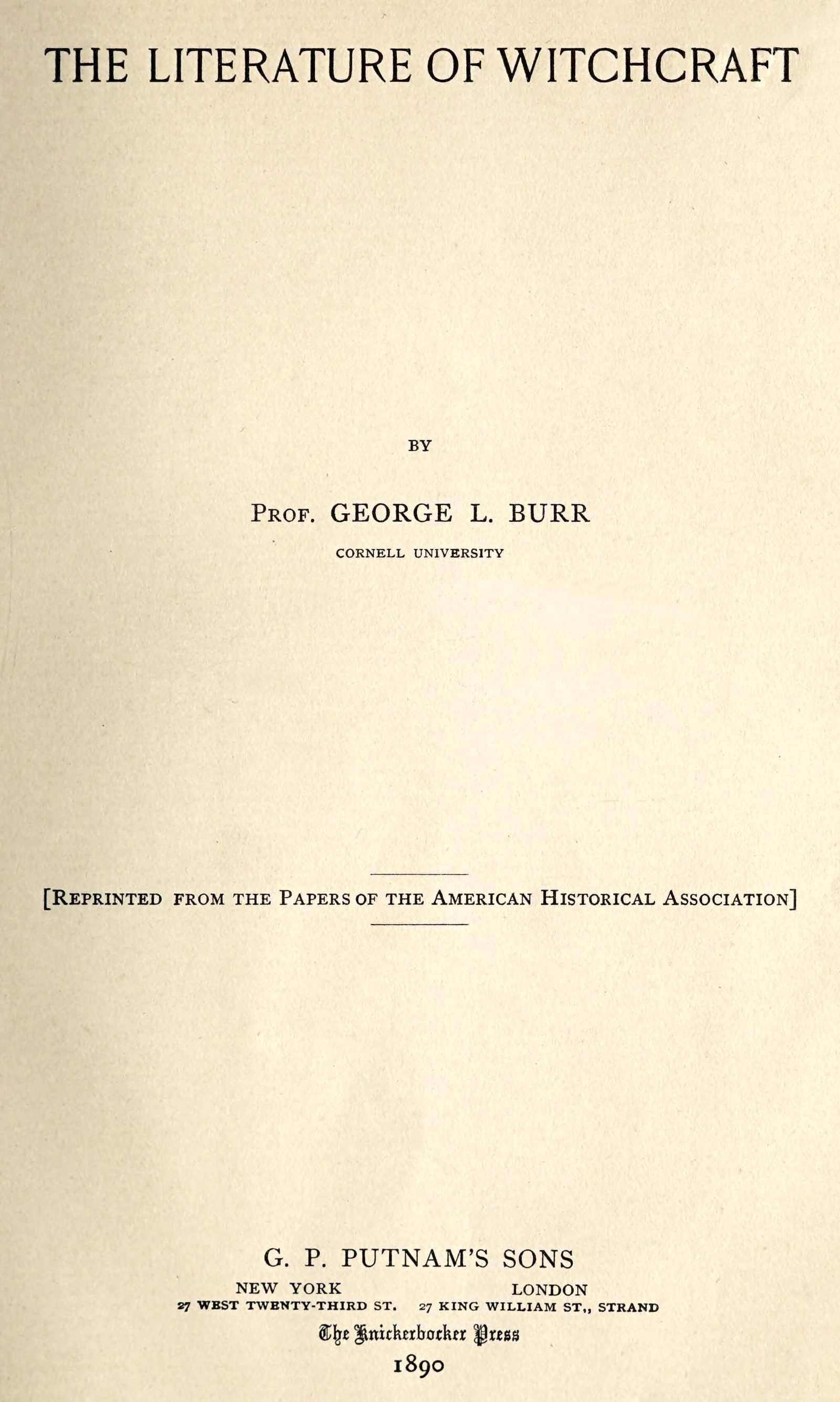 جلد کتاب The Literature of Witchcraft