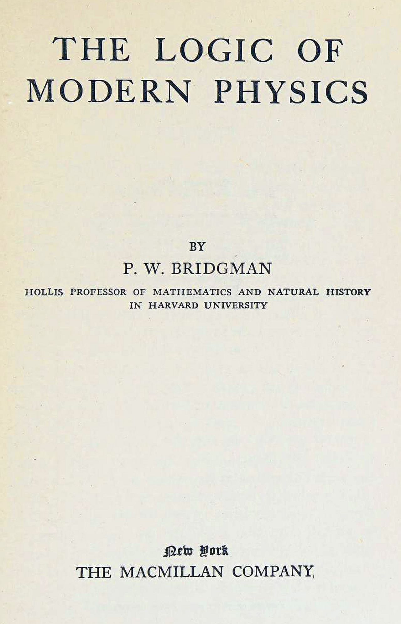 جلد کتاب The logic of modern physics