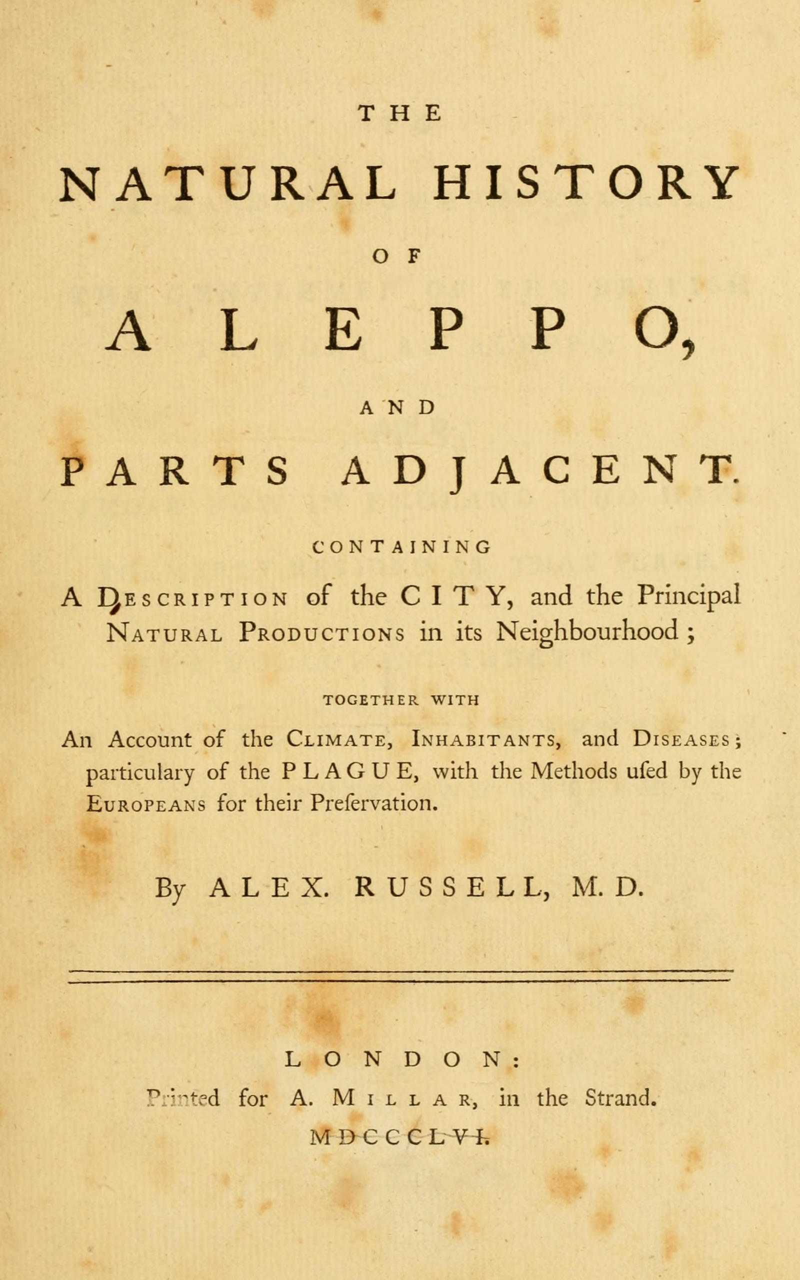جلد کتاب The Natural History of Aleppo, and Parts Adjacent