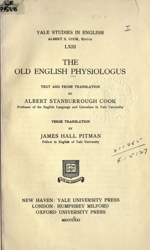 جلد کتاب The Old English Physiologus