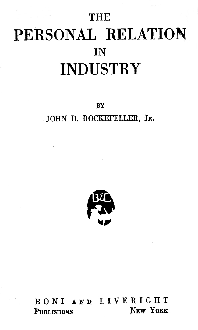جلد کتاب The Personal Relation in Industry
