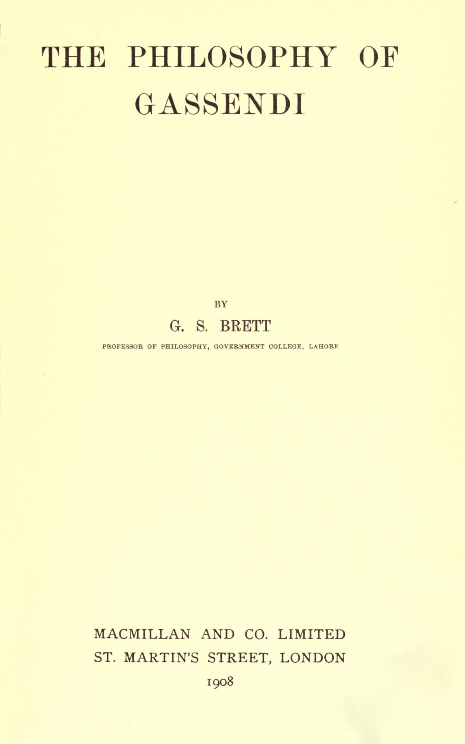 جلد کتاب The Philosophy of Gassendi