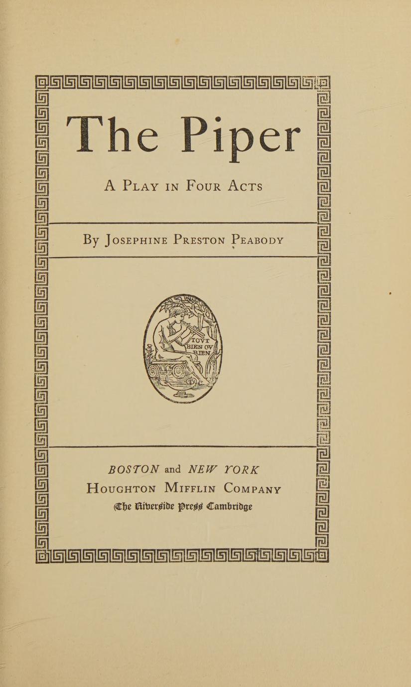 جلد کتاب The Piper: A Play in Four Acts