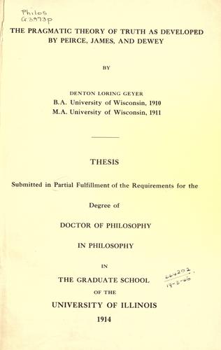 جلد کتاب The Pragmatic Theory of Truth as Developed by Peirce, James, and Dewey