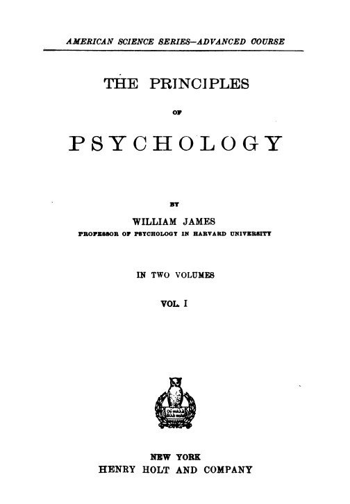 جلد کتاب The Principles of Psychology, Volume 1