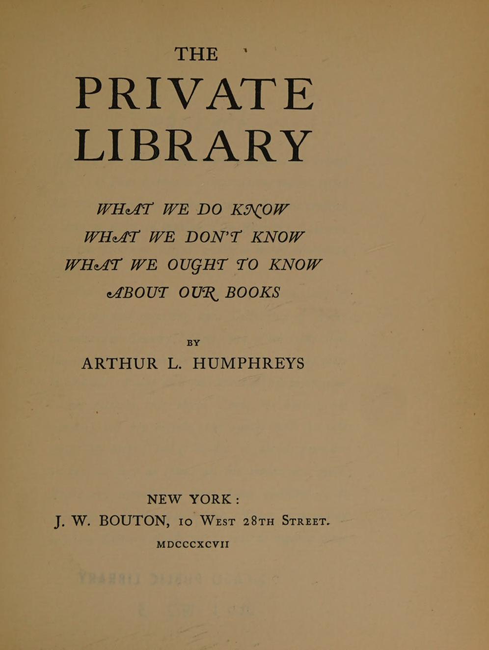 جلد کتاب The Private Library