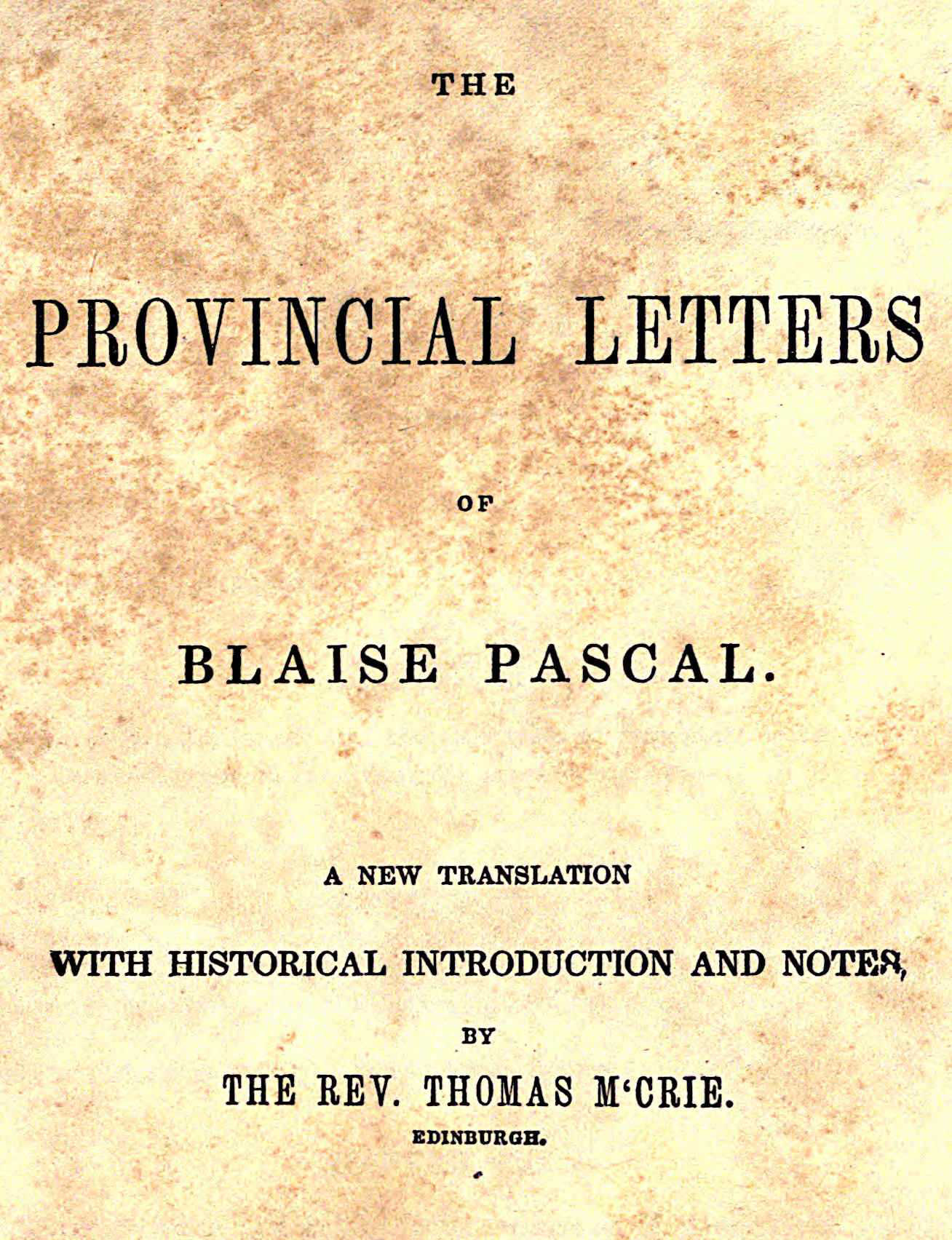 جلد کتاب The Provincial Letters of Blaise Pascal