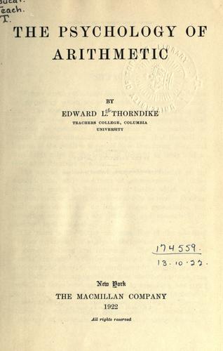 جلد کتاب The Psychology of Arithmetic