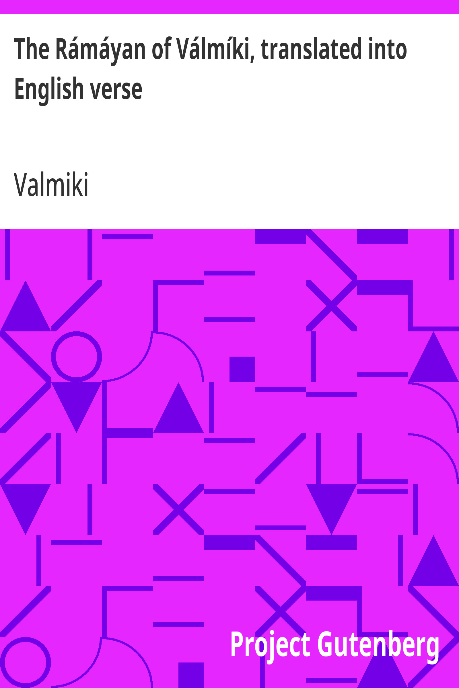 جلد کتاب The Rámáyan of Válmíki