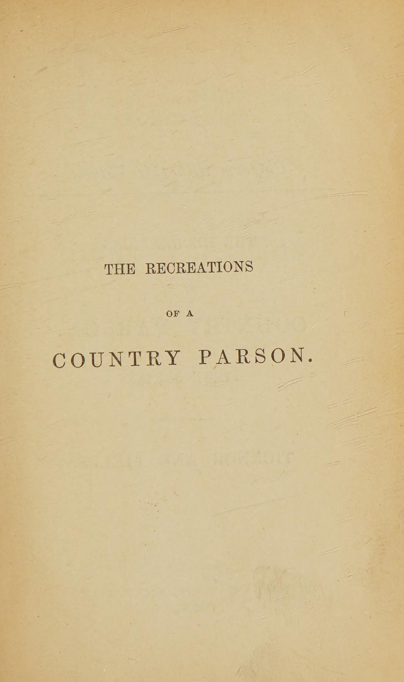 جلد کتاب The Recreations of a Country Parson
