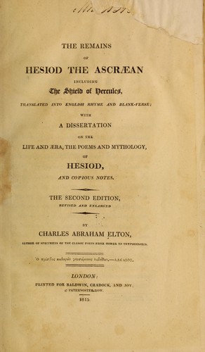 جلد کتاب The Remains of Hesiod the Ascræan