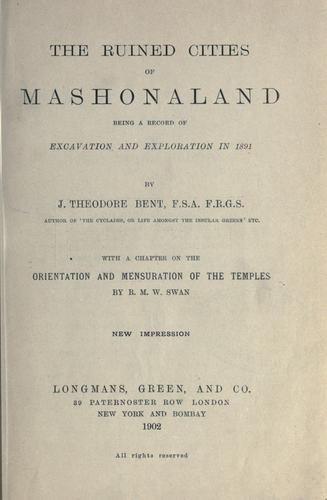 جلد کتاب The Ruined Cities of Mashonaland