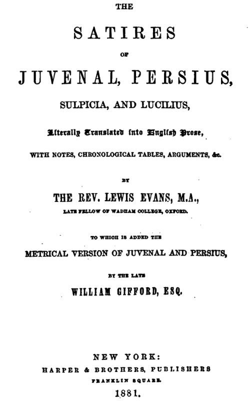 جلد کتاب The Satires of Juvenal, Persius, Sulpicia, and Lucilius