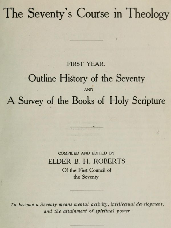 جلد کتاب The Seventy's Course in Theology, First Year