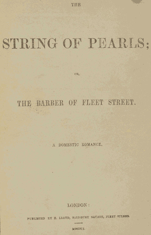 جلد کتاب The String of Pearls; Or, The Barber of Fleet Street