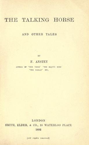 جلد کتاب The Talking Horse, and Other Tales