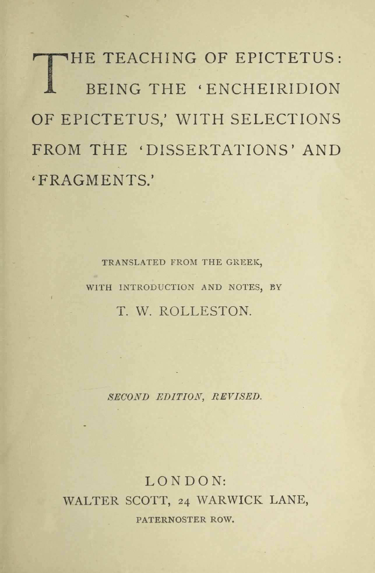 جلد کتاب The Teaching of Epictetus