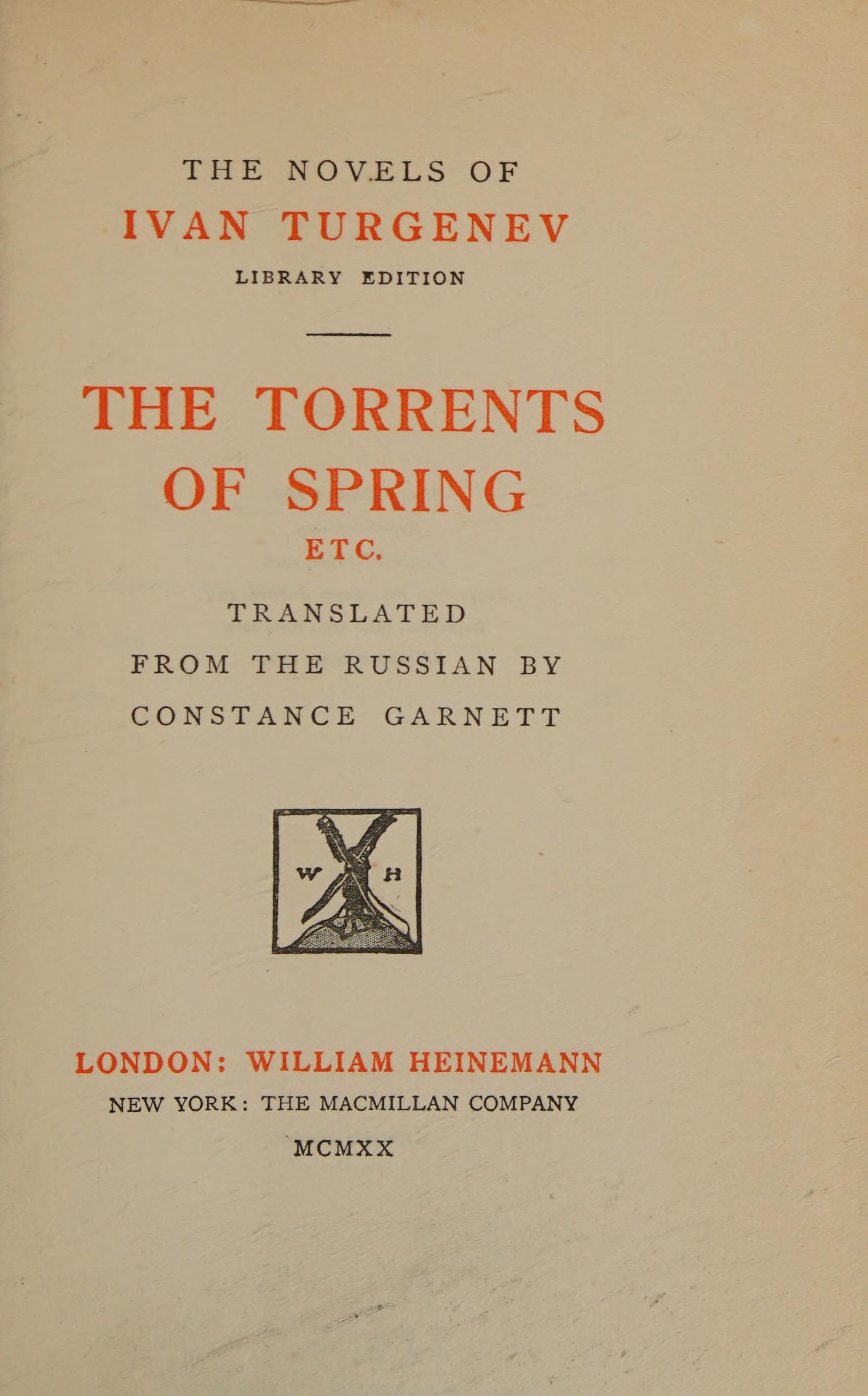 جلد کتاب The Torrents of Spring