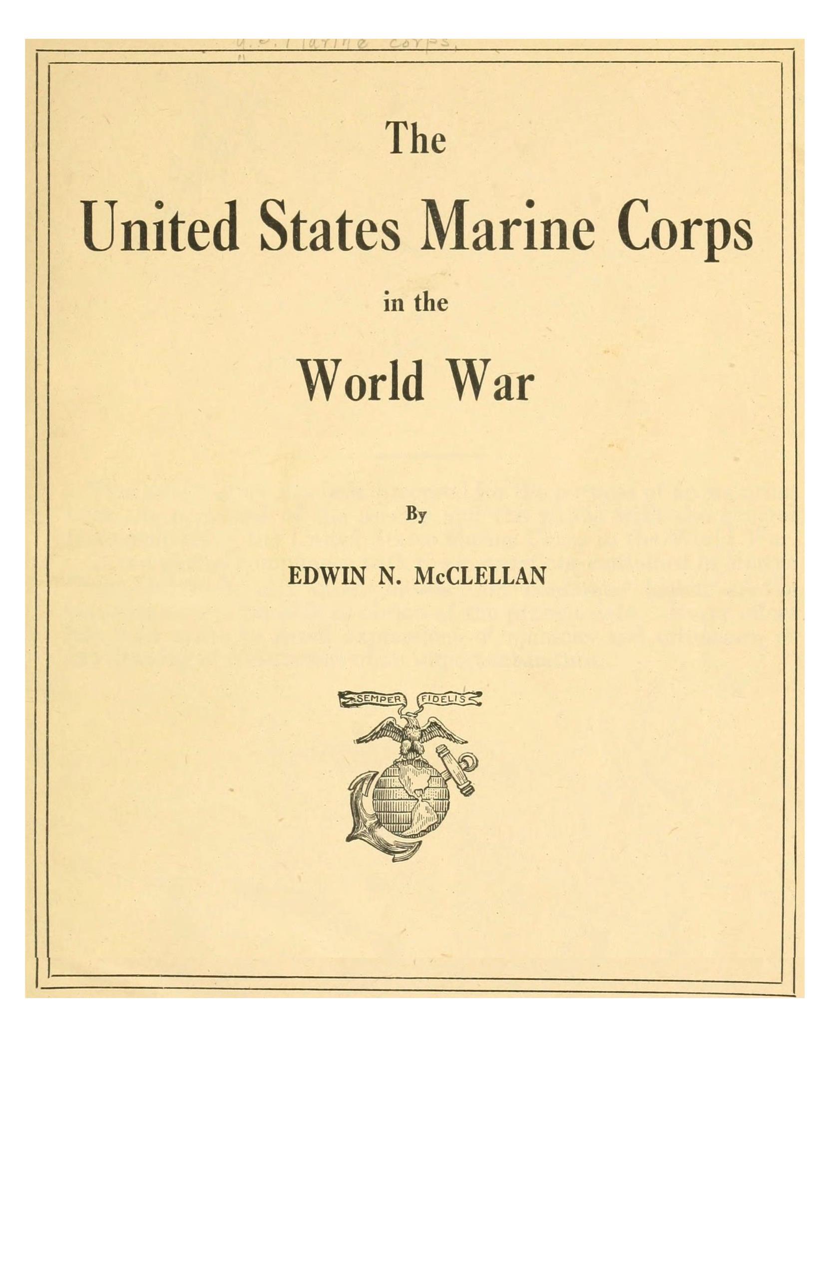 جلد کتاب The United States Marine Corps in the World War