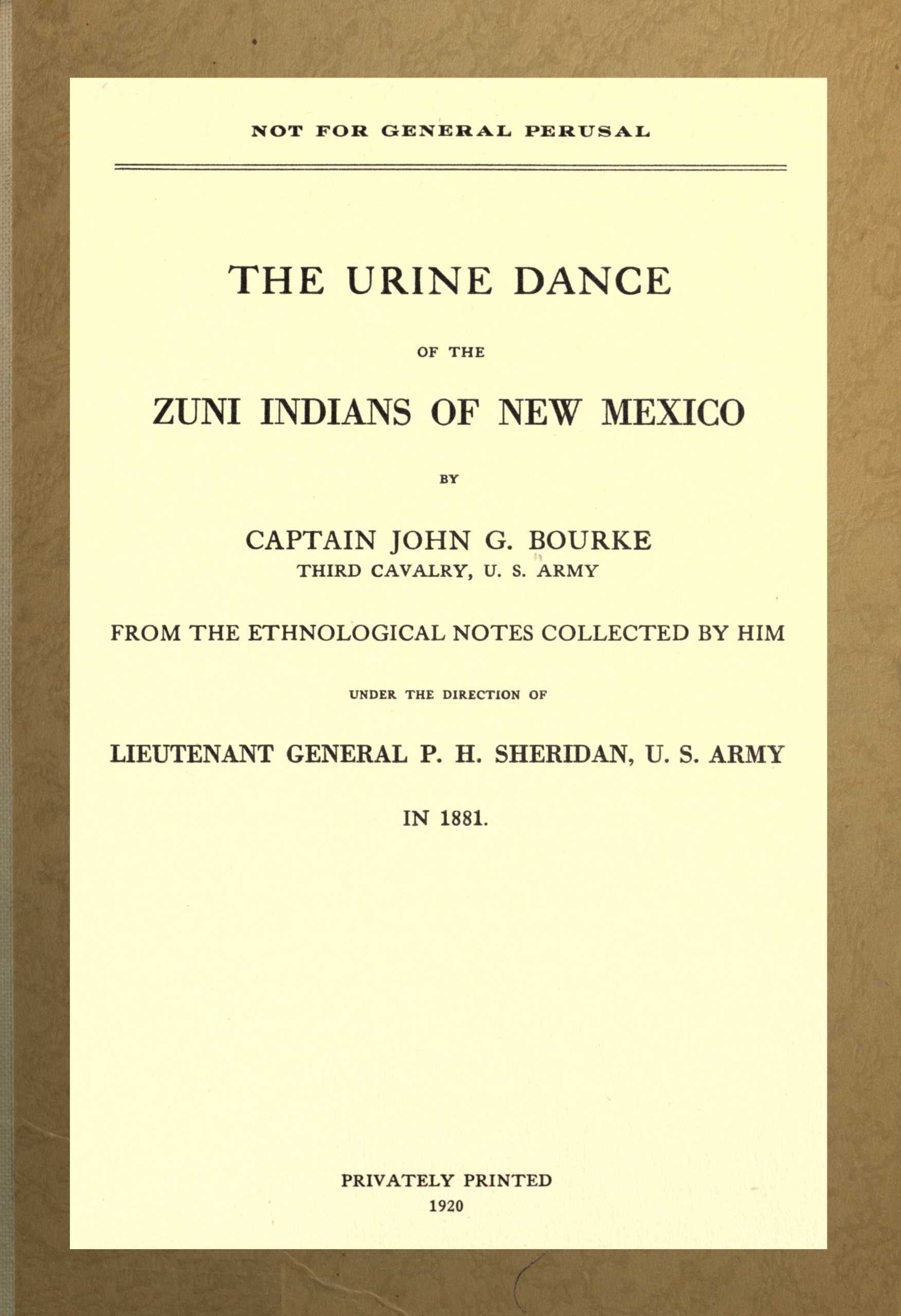جلد کتاب The Urine Dance of the Zuni Indians of New Mexico