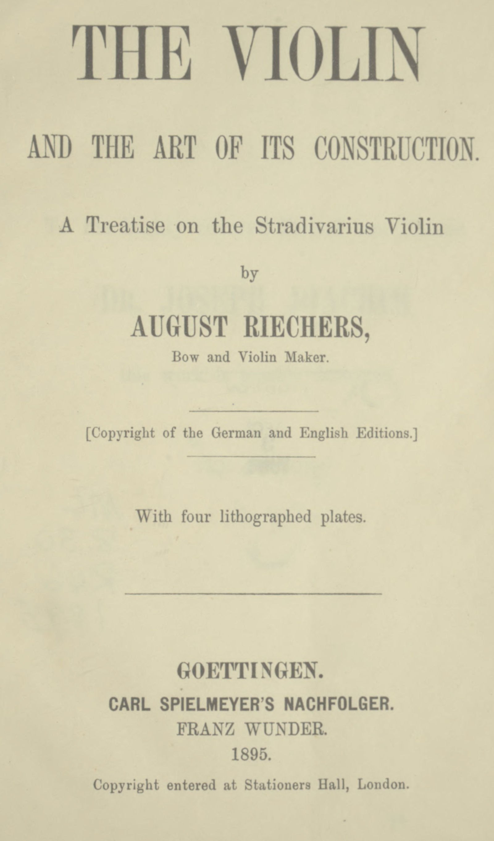 جلد کتاب The violin and the art of its construction