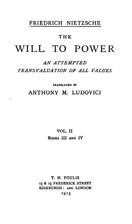 جلد کتاب The Will to Power