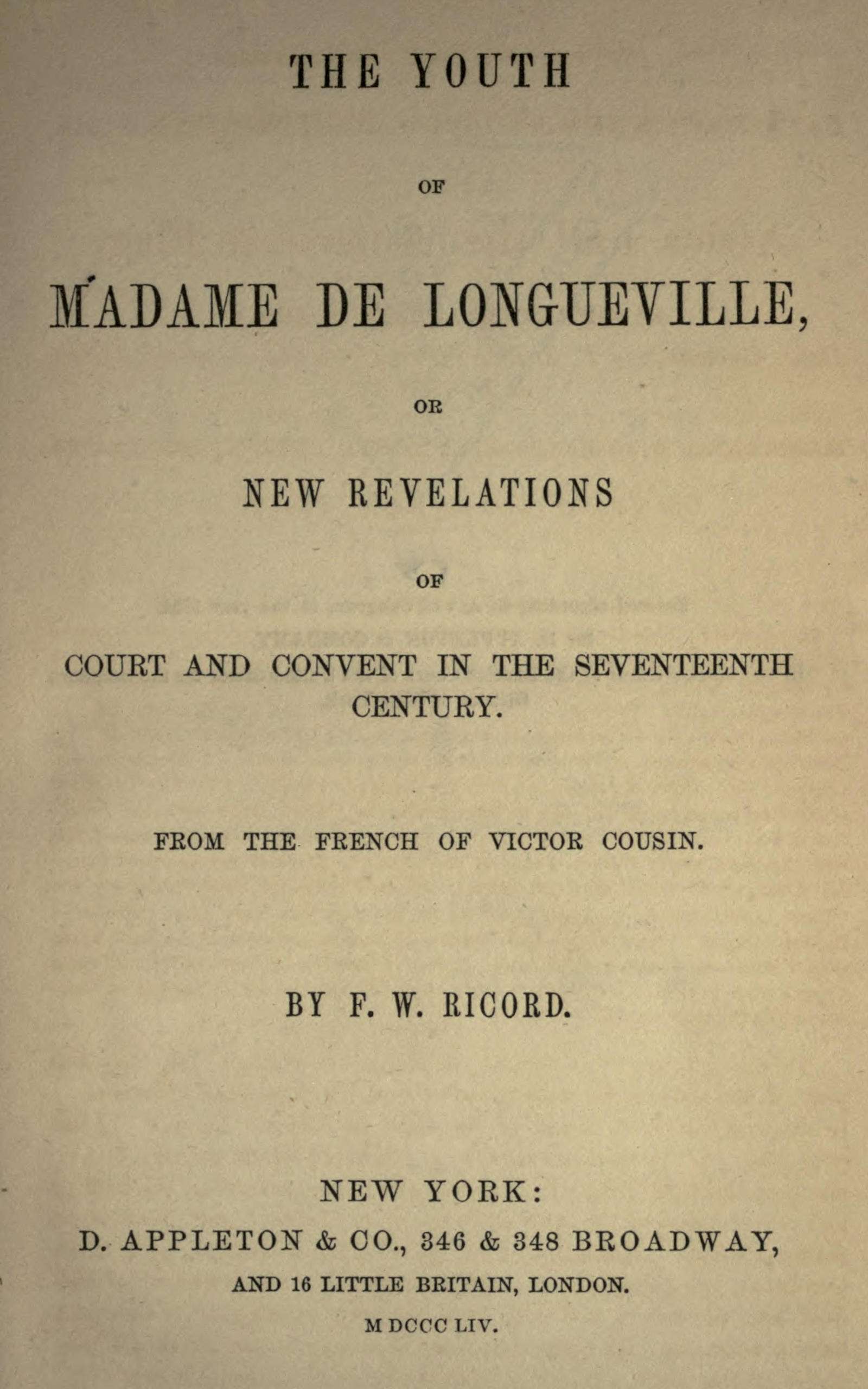 جلد کتاب The Youth of Madame de Longueville